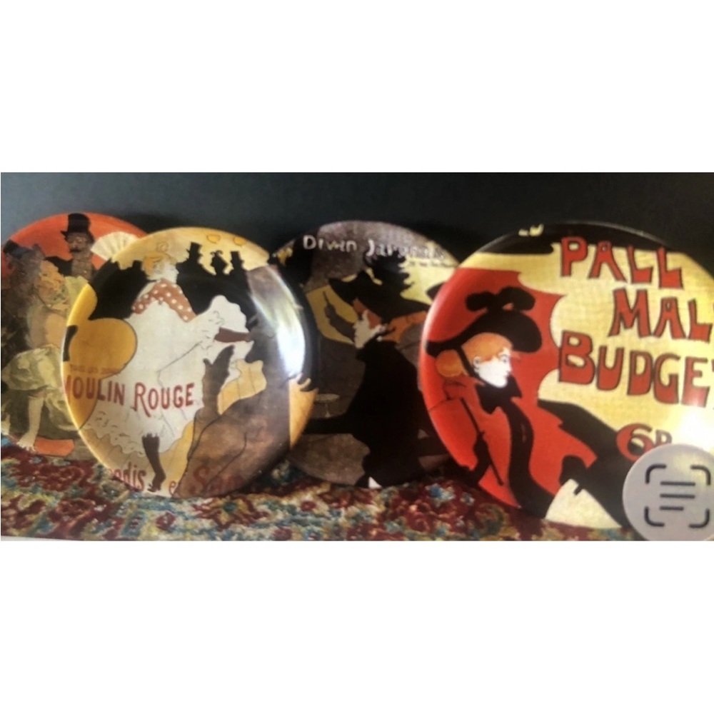 4 Centrum Vintage Poster Art Collection Dessert Appetiz Plates Moulin Rouge